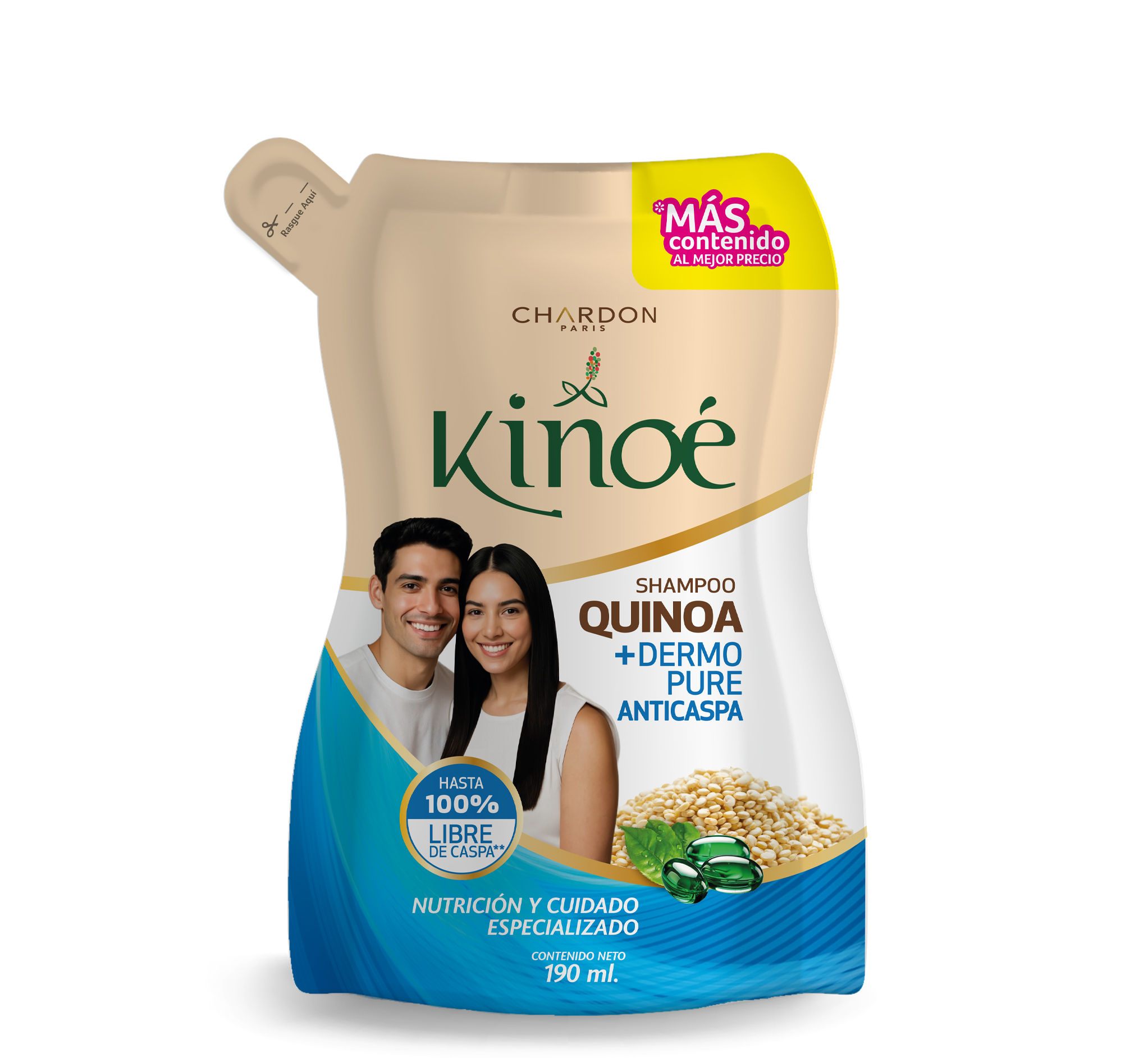 Kinoé Shampoo  Dermo Pure Anticaspa y Anticaída en Doypack